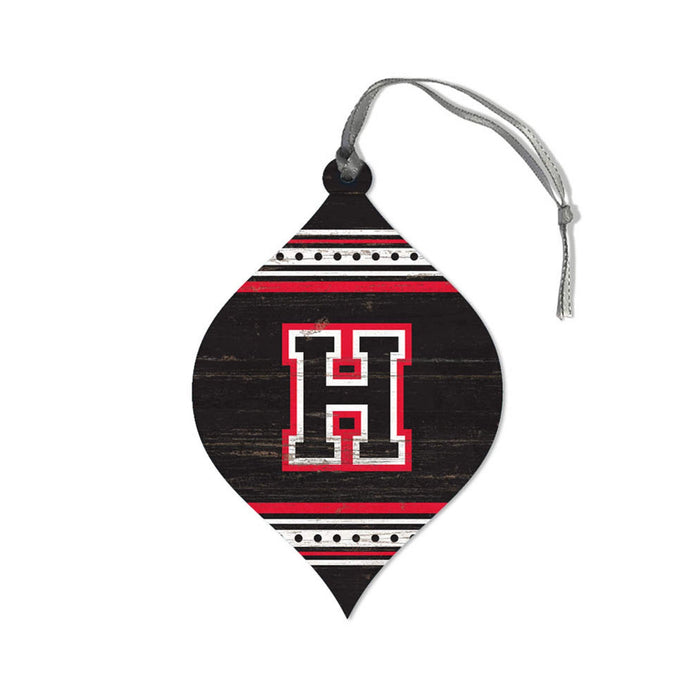 H Striped Teardrop Ornament