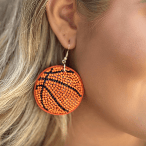 FanGlam Sports Ball Crystal Rhinestone Round Dangle Earrings