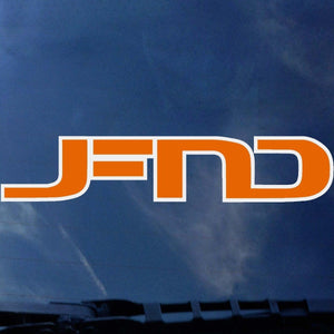 ORANGE AND WHITE JFND CAR DECAL