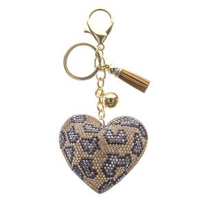 FanGlam Leopard Heart Rhinestone Keychain