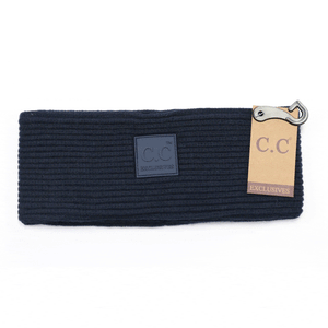 C.C. Beanie Solid Ribbed Rubber Patch Headwrap