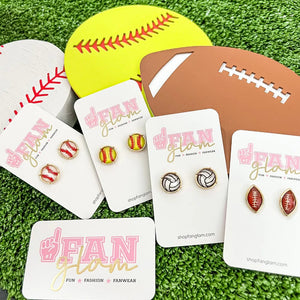 FanGlam Retro Beveled Sports Ball Earring Collection