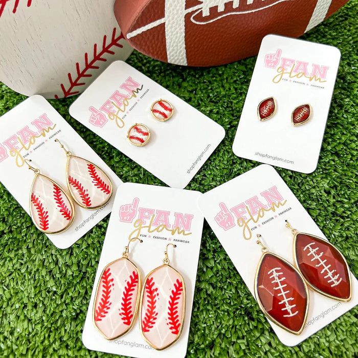FanGlam Retro Beveled Sports Ball Earring Collection