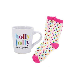 Holly Jolly Christmas Mug & Sock Set