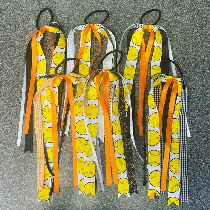 Spirit Ribbon Hair Tie // Orange Softball