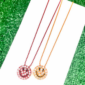 FanGlam Smiley Face Colored Rhinestone Necklace