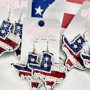 FanGlam US Flag Texas Sequin Earrings